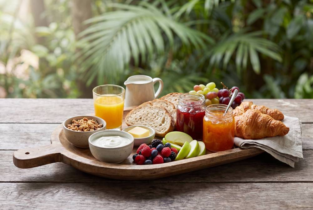 In-cabin dining: breakfast hamper, BBQ packs and hot dinner hampers